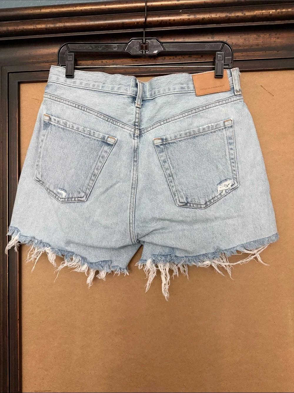 Citizens of Humanity Annabelle Long Light Blue Distressed Denim Women's Shorts